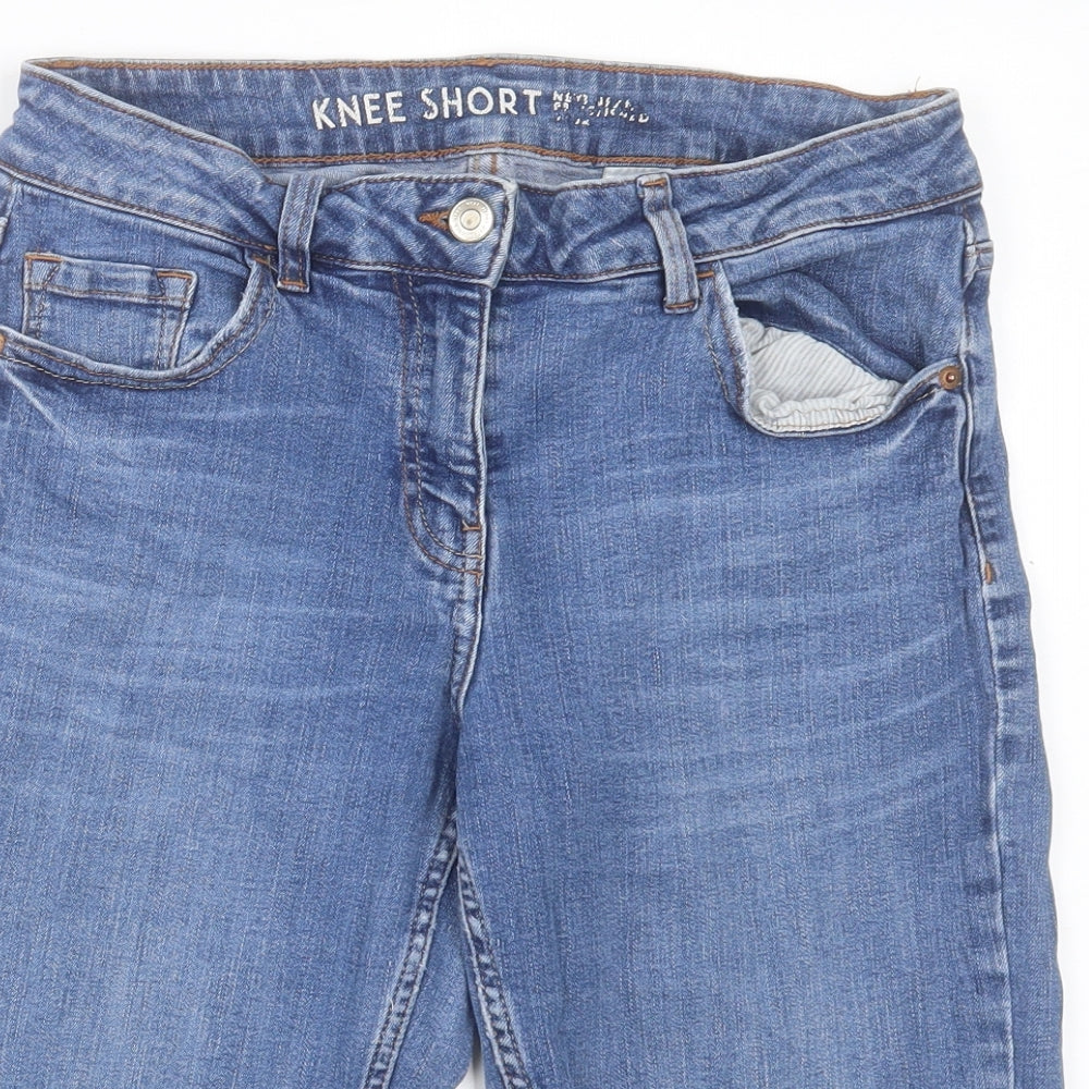 NEXT Womens Blue Cotton Bermuda Shorts Size 10 L14 in Regular Button