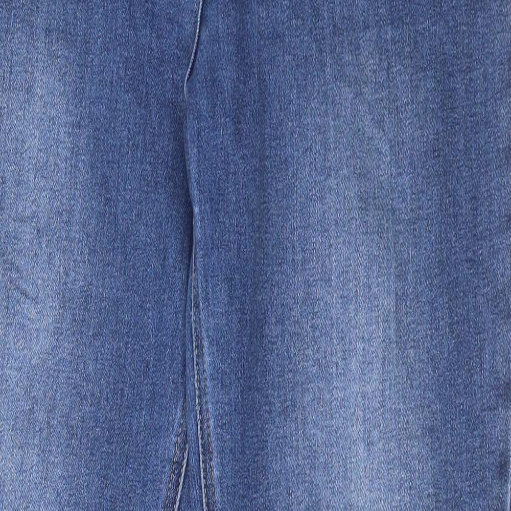 M&Co Womens Blue Cotton Straight Jeans Size 14 L30 in Regular Button