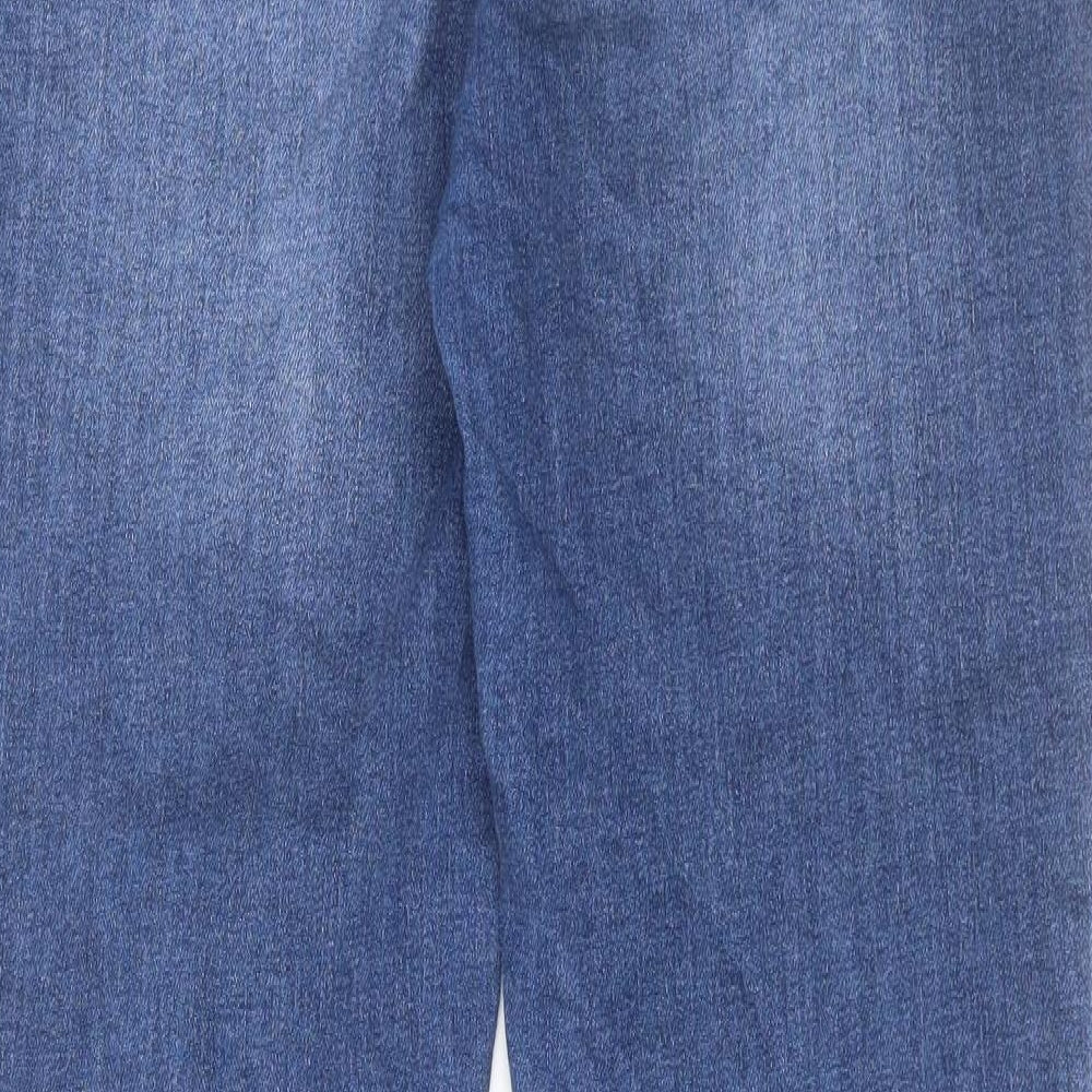 M&Co Womens Blue Cotton Straight Jeans Size 14 L30 in Regular Button