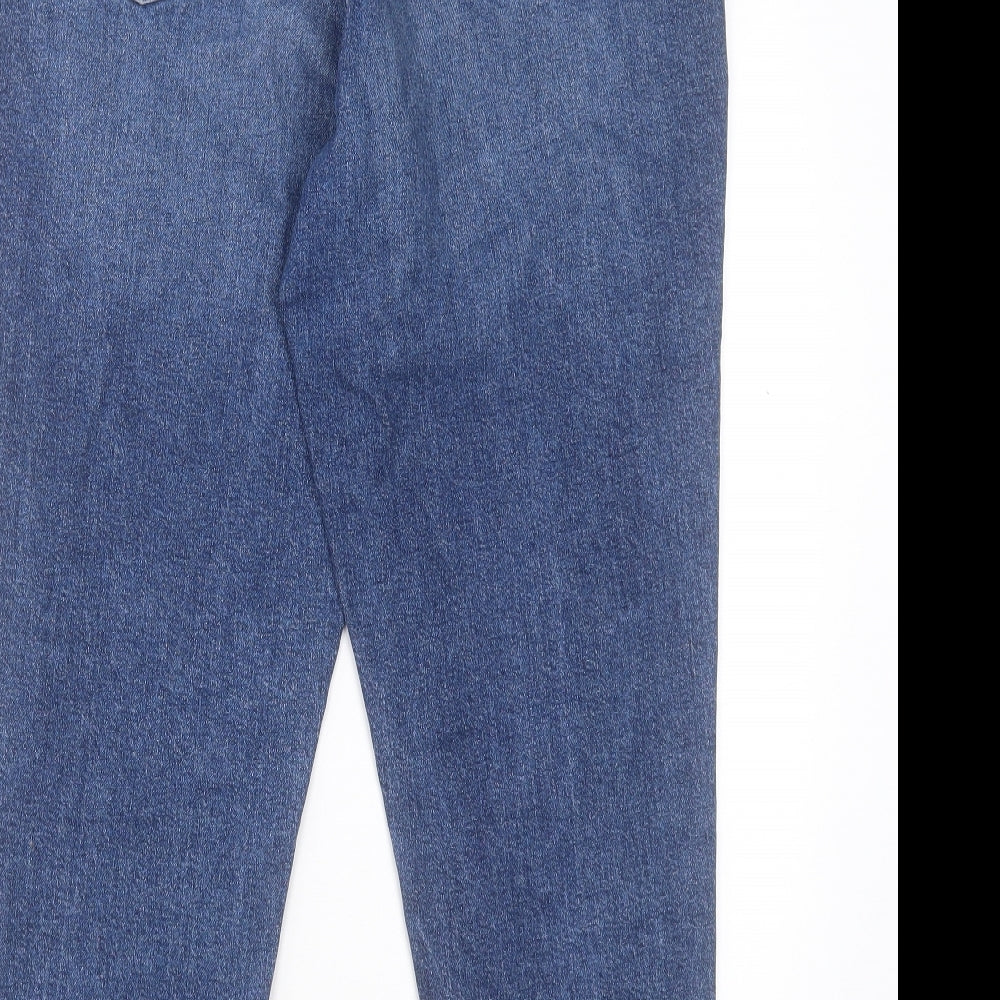 F&F Womens Blue Cotton Boyfriend Jeans Size 14 L28 in Regular Button