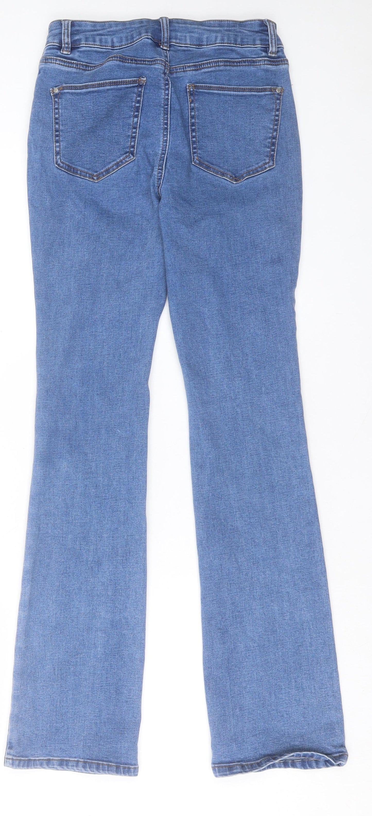 TU Womens Blue Cotton Flared Jeans Size 8 L31 in Slim Button