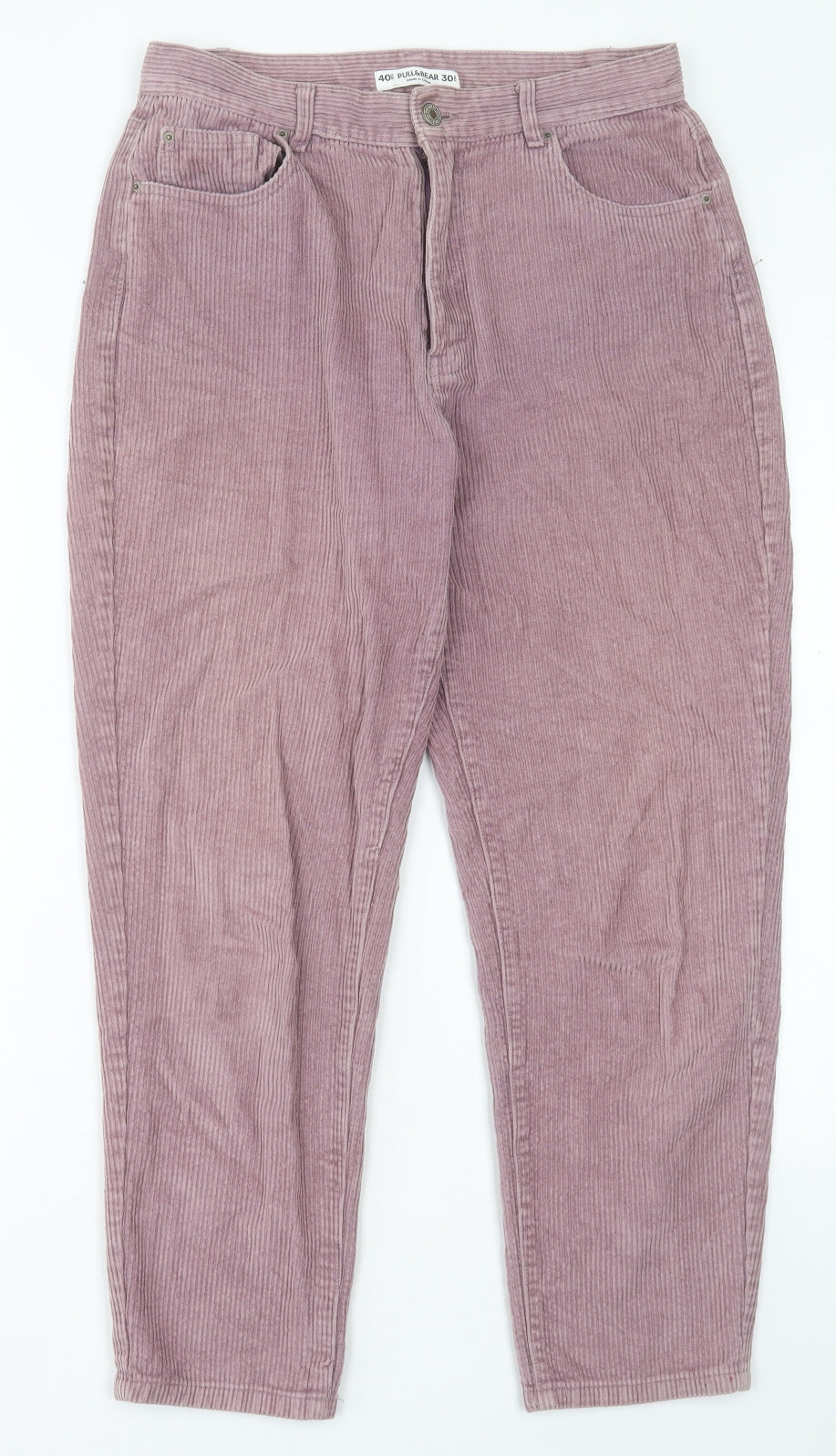 Pull&Bear Womens Pink Cotton Trousers Size 12 L27 in Regular Button