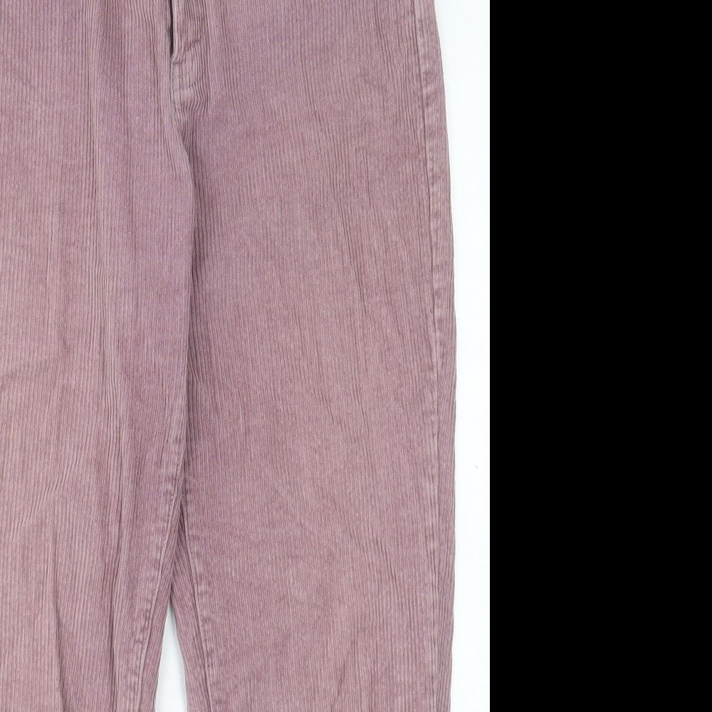 Pull&Bear Womens Pink Cotton Trousers Size 12 L27 in Regular Button