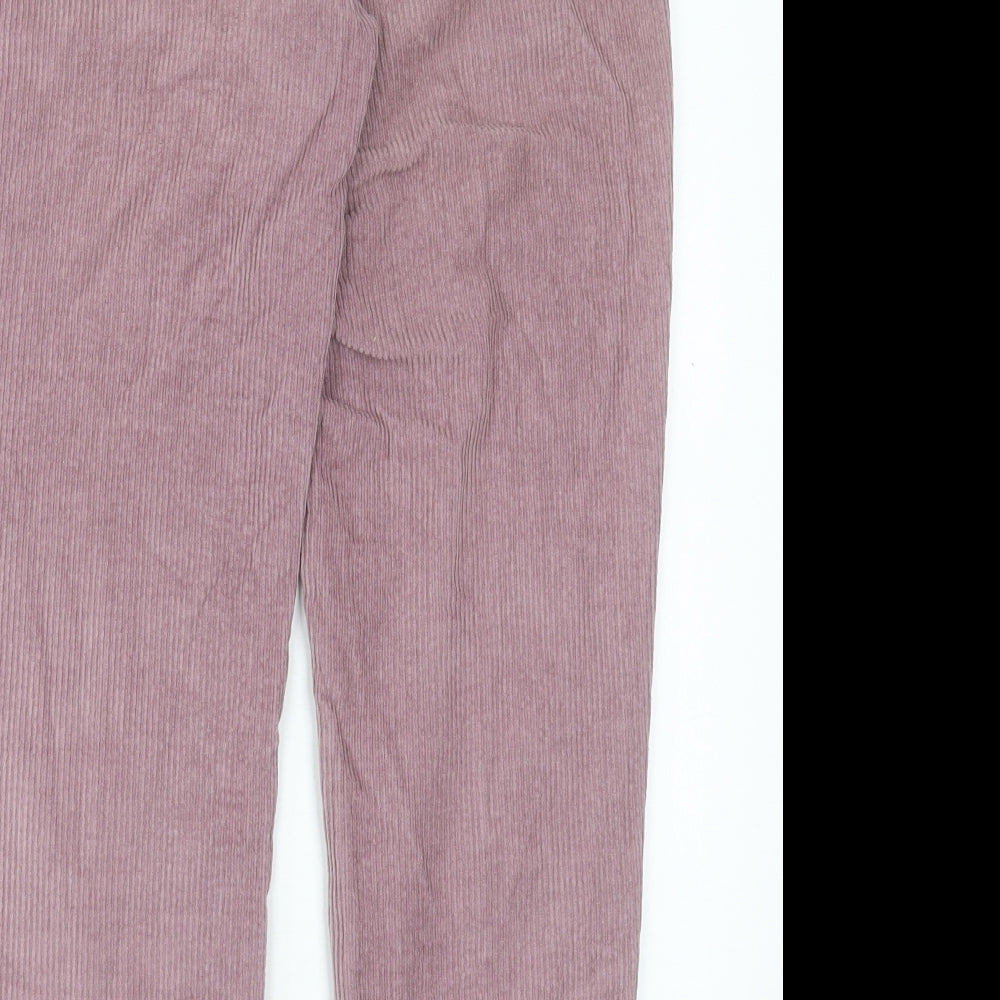 Pull&Bear Womens Pink Cotton Trousers Size 12 L27 in Regular Button