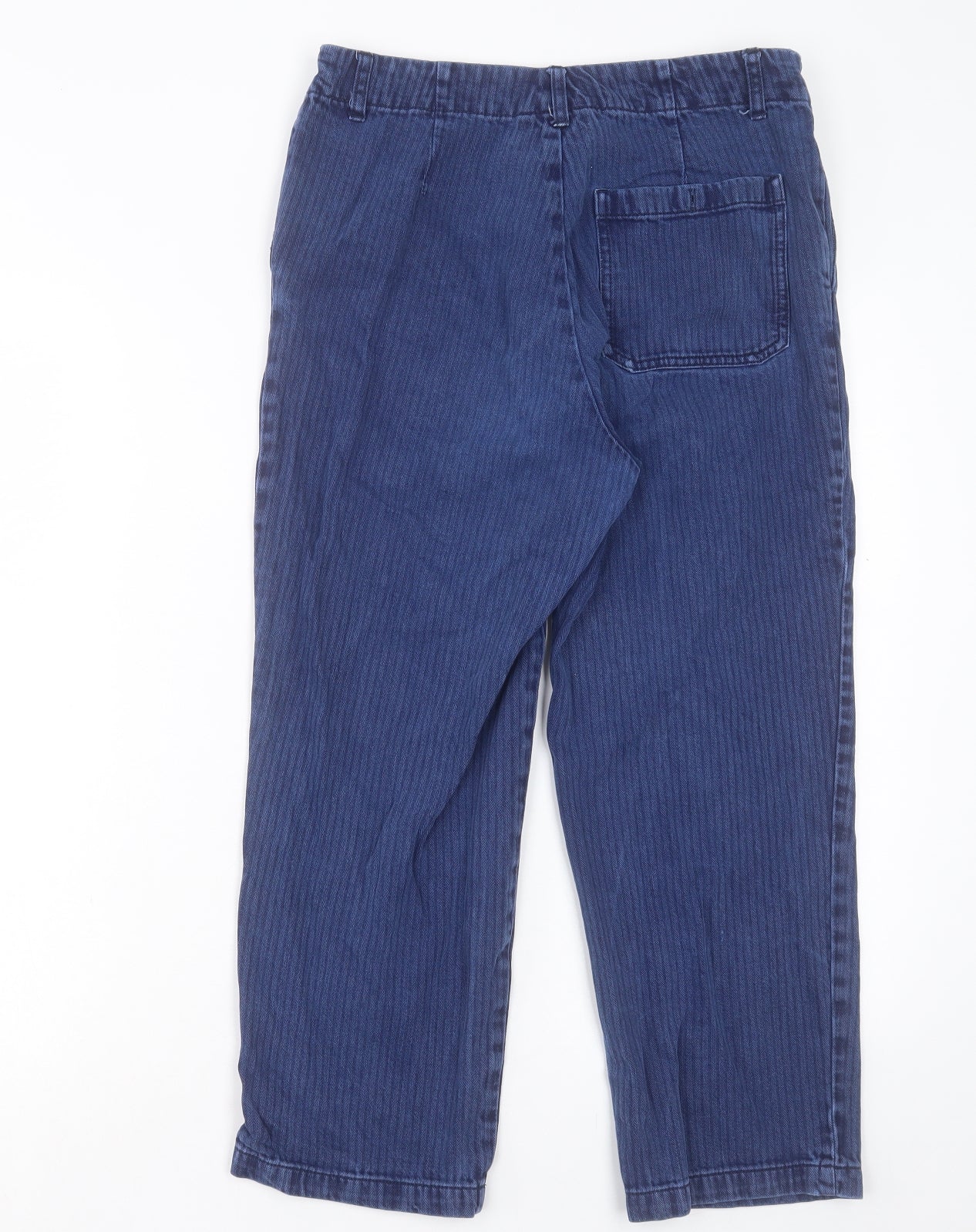 Monkl Womens Blue Striped Cotton Cropped Jeans Size 8 L23 in Regular Button