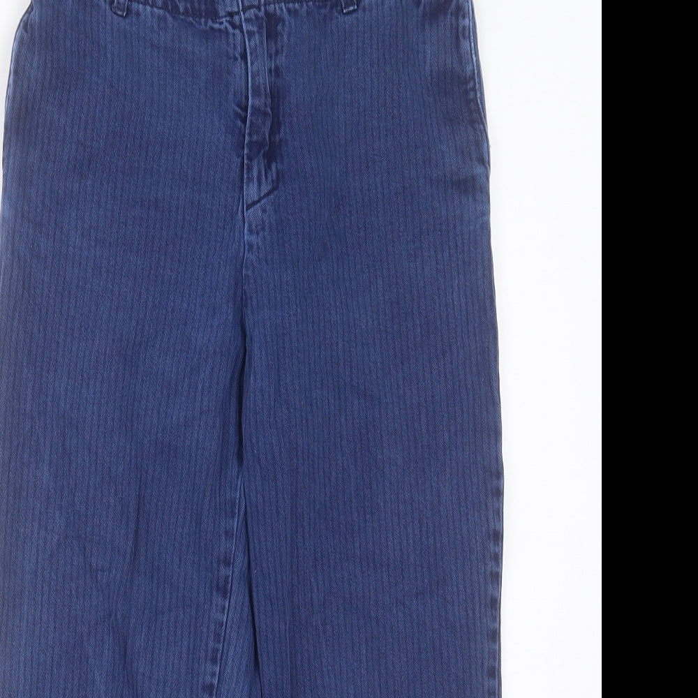 Monkl Womens Blue Striped Cotton Cropped Jeans Size 8 L23 in Regular Button