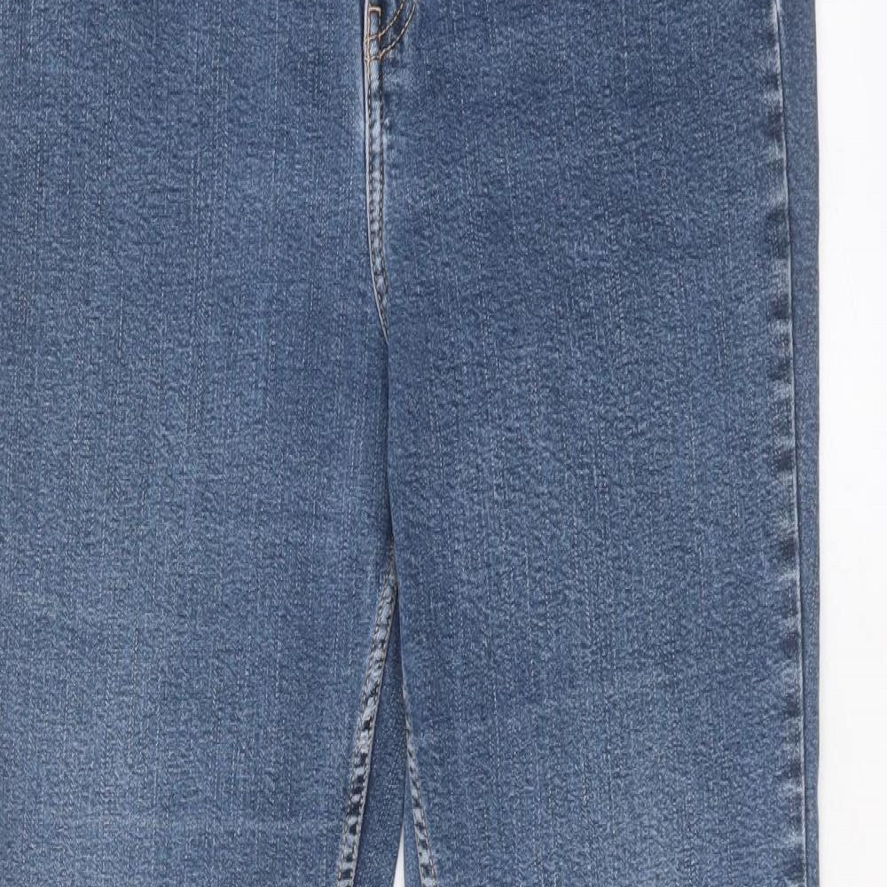 Per Una Womens Blue Cotton Bootcut Jeans Size 16 L30 in Regular Button