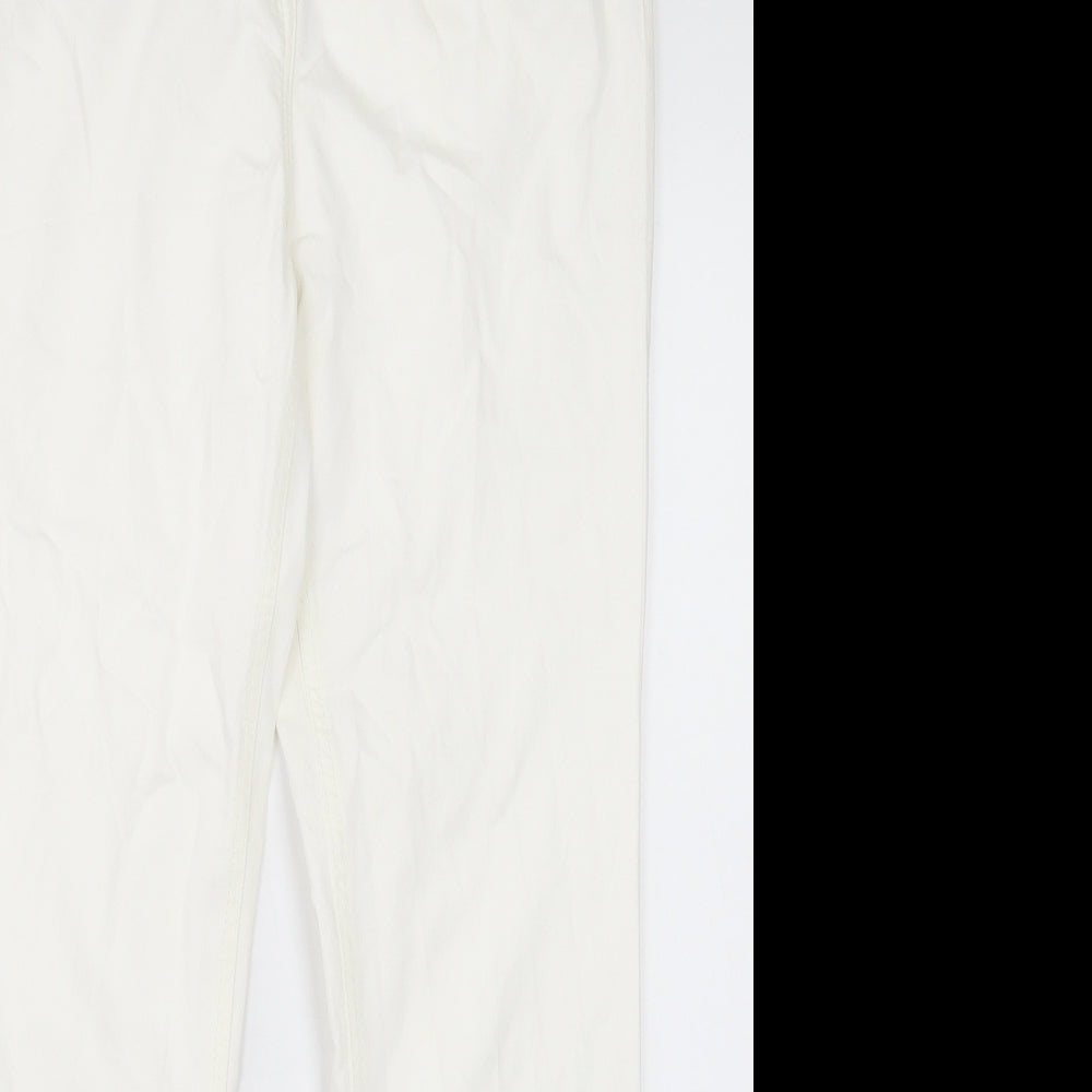 Per Una Womens White Cotton Straight Jeans Size 12 L28 in Regular Button