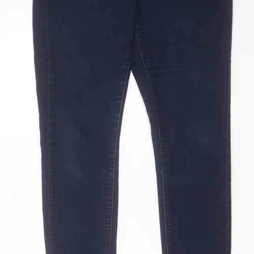 Marks and Spencer Womens Blue Cotton Skinny Jeans Size 12 L32 in Regular Button