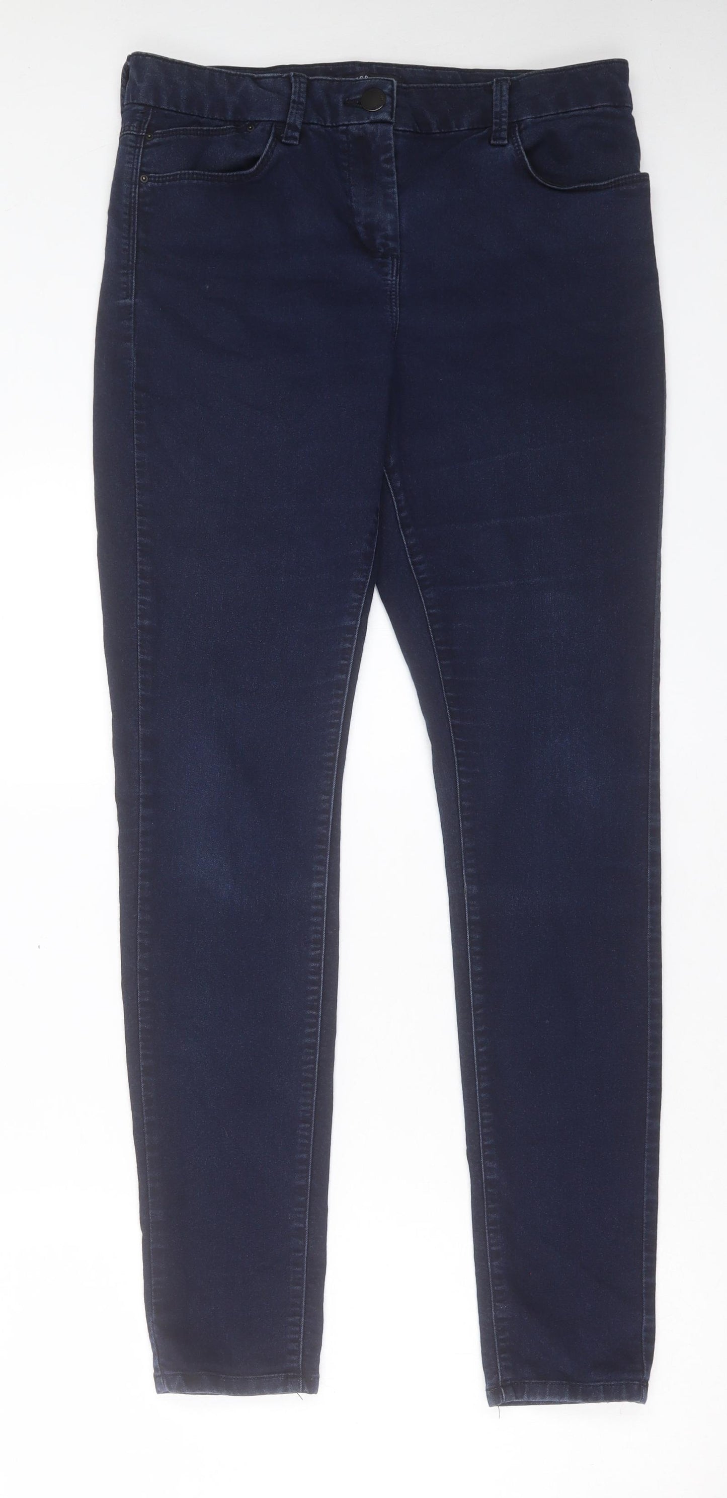 Marks and Spencer Womens Blue Cotton Skinny Jeans Size 12 L32 in Regular Button