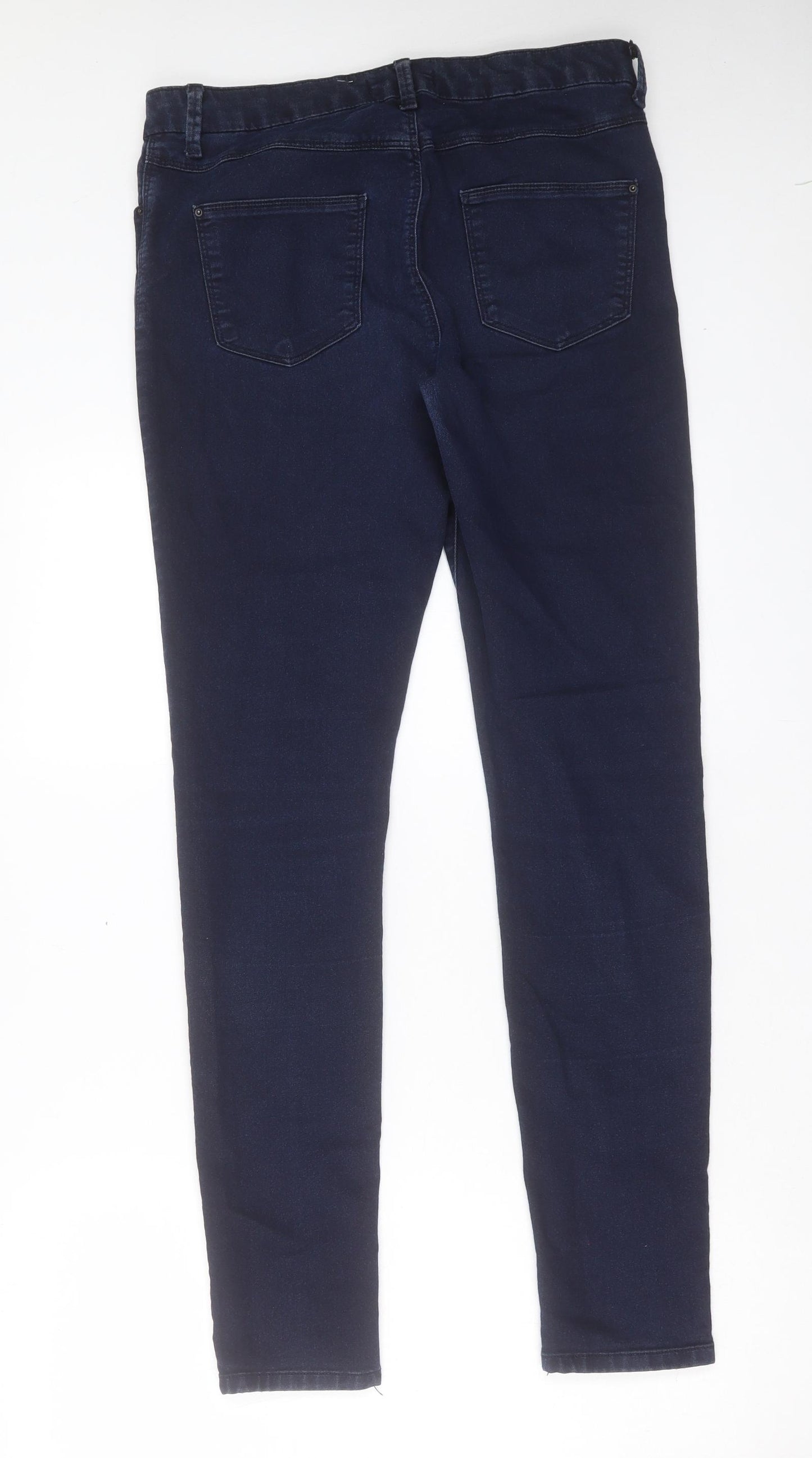 Marks and Spencer Womens Blue Cotton Skinny Jeans Size 12 L32 in Regular Button