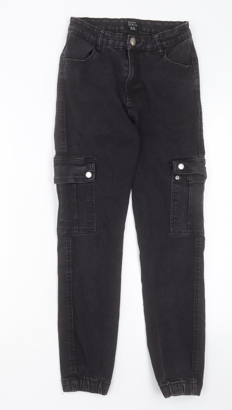 Select Womens Black Cotton Tapered Jeans Size 10 L26 in Regular Button - Cargo Jeans
