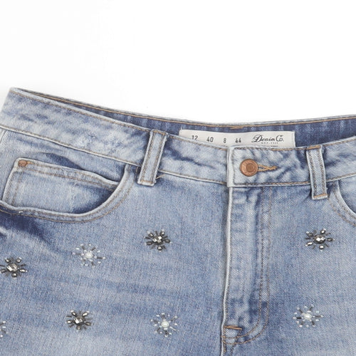 Denim & Co. Womens Blue Cotton Boyfriend Shorts Size 12 L3 in Regular Button