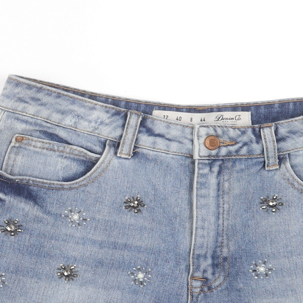 Denim & Co. Womens Blue Cotton Boyfriend Shorts Size 12 L3 in Regular Button
