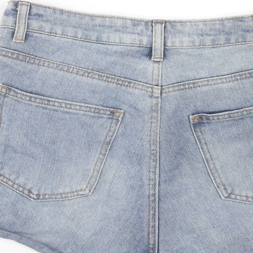 Denim & Co. Womens Blue Cotton Boyfriend Shorts Size 12 L3 in Regular Button