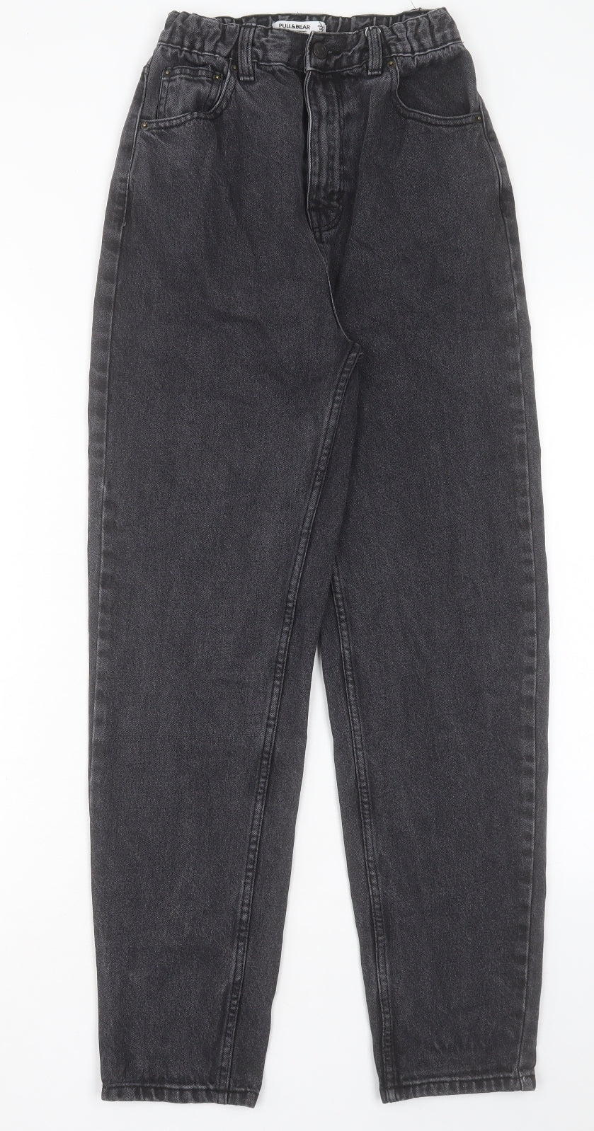 Pull&Bear Womens Black Cotton Straight Jeans Size 6 L28 in Regular Button