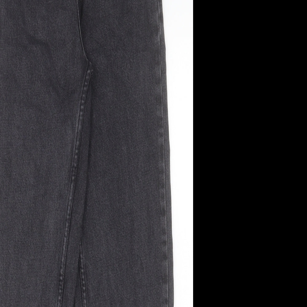 Pull&Bear Womens Black Cotton Straight Jeans Size 6 L28 in Regular Button