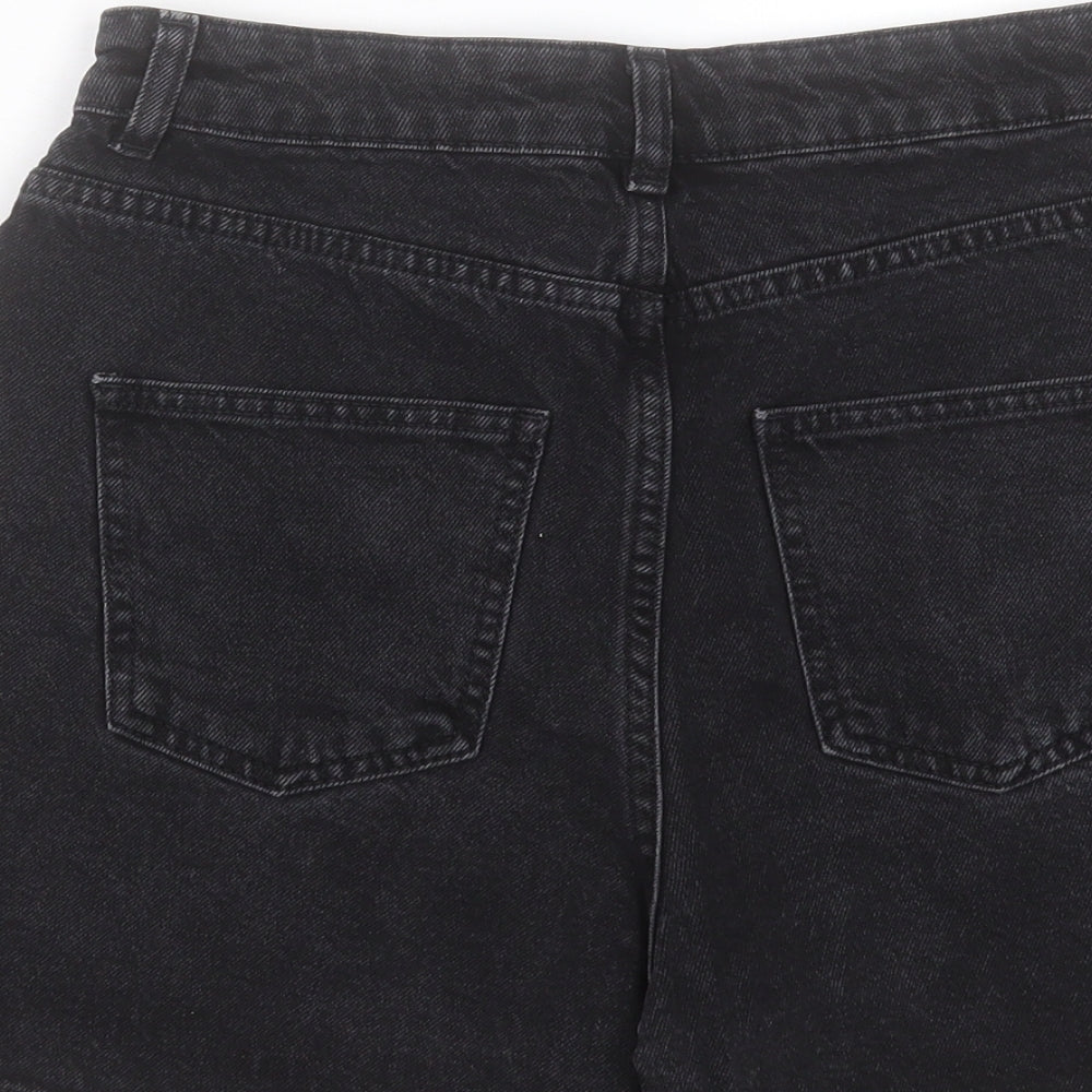 ASOS Womens Black Cotton Boyfriend Shorts Size 10 L5 in Regular Button