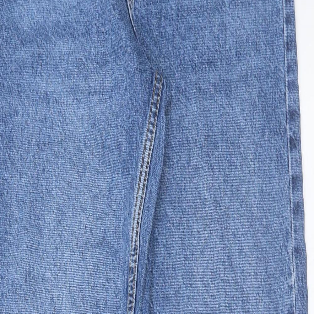 Zara Womens Blue Cotton Straight Jeans Size 6 L32 in Regular Button