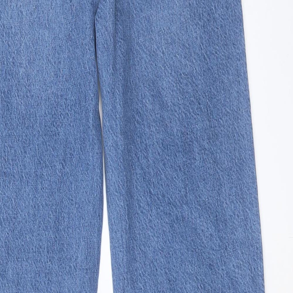 Zara Womens Blue Cotton Straight Jeans Size 6 L32 in Regular Button