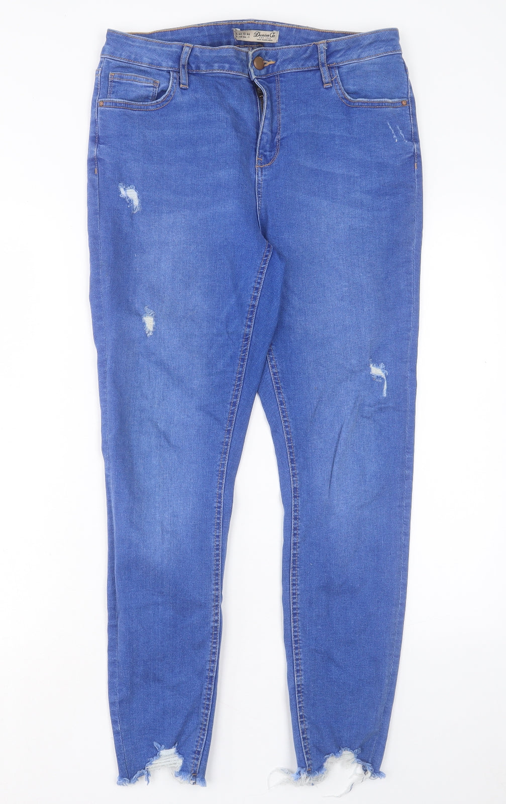 Denim & Co. Womens Blue Cotton Skinny Jeans Size 14 L28 in Regular Button
