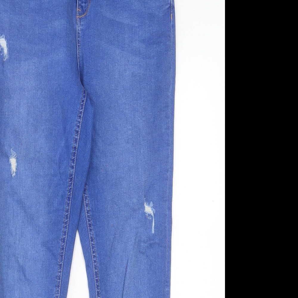 Denim & Co. Womens Blue Cotton Skinny Jeans Size 14 L28 in Regular Button