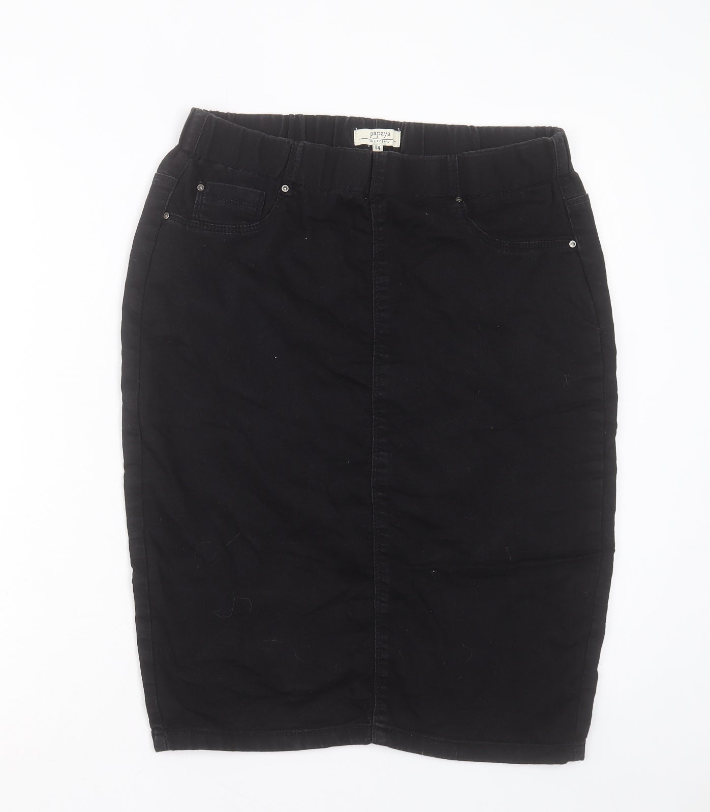 Papaya Womens Black Cotton Straight & Pencil Skirt Size 14
