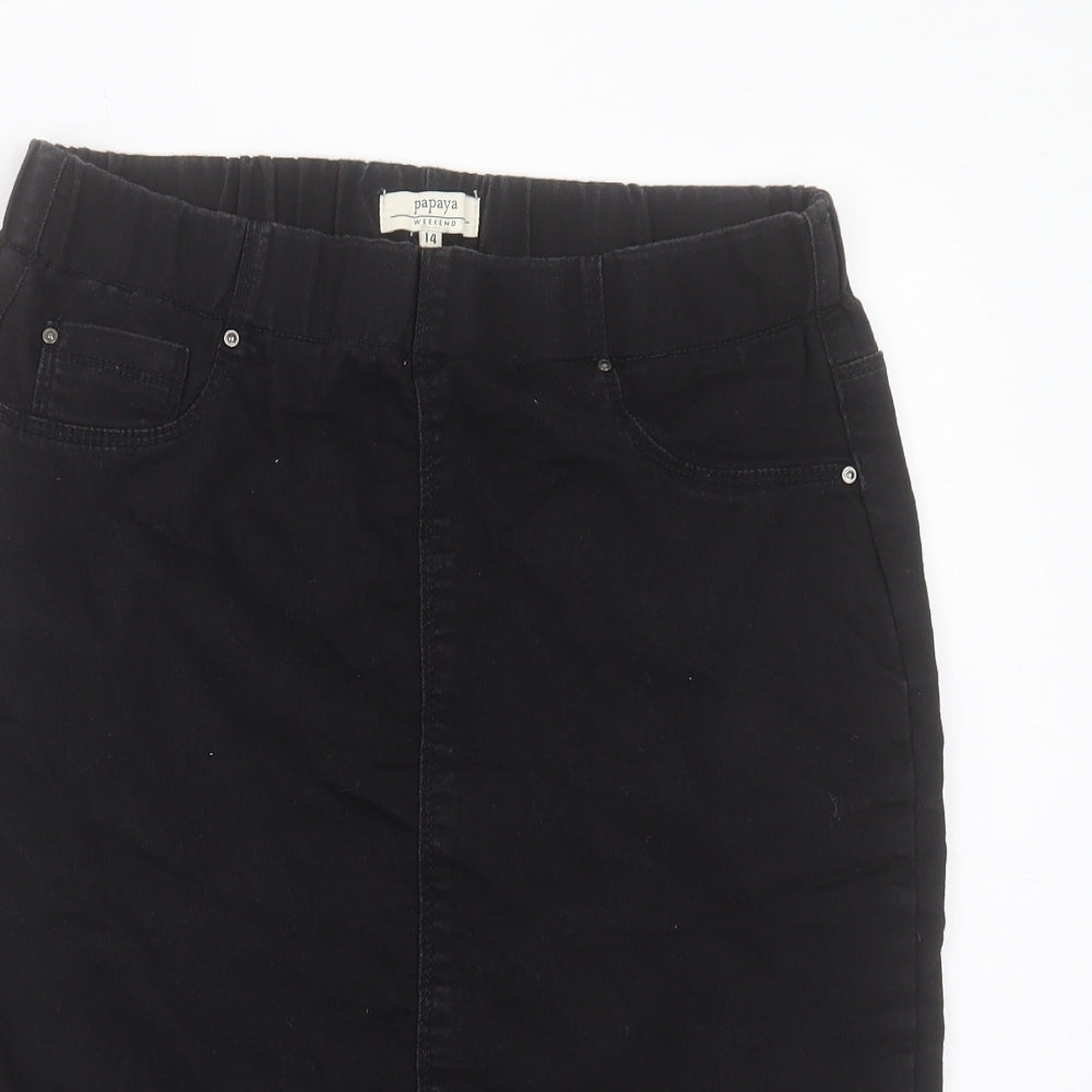 Papaya Womens Black Cotton Straight & Pencil Skirt Size 14