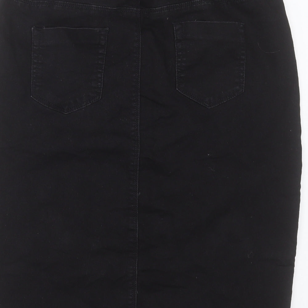 Papaya Womens Black Cotton Straight & Pencil Skirt Size 14