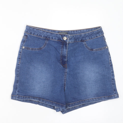 Papaya Womens Blue Cotton Boyfriend Shorts Size 14 L3 in Regular Button