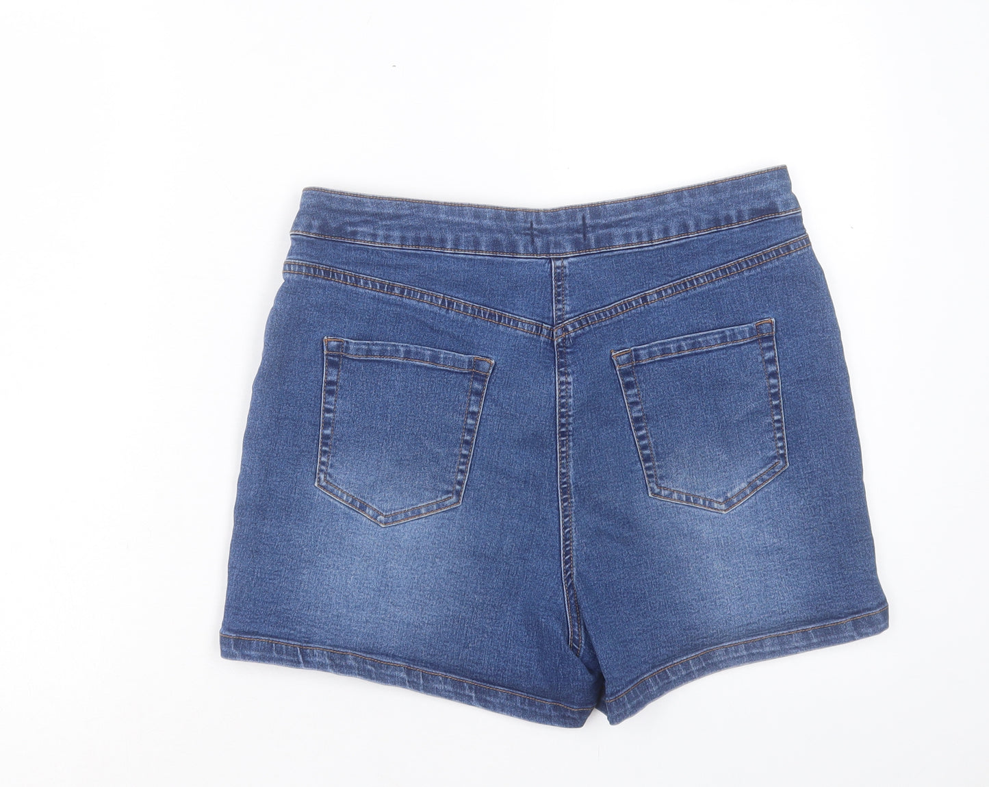 Papaya Womens Blue Cotton Boyfriend Shorts Size 14 L3 in Regular Button