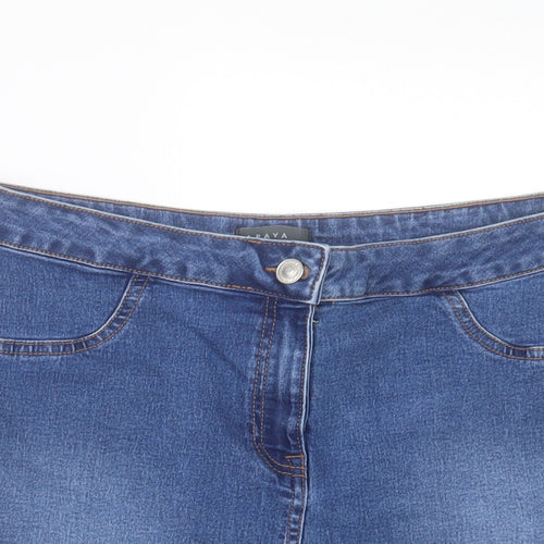Papaya Womens Blue Cotton Boyfriend Shorts Size 14 L3 in Regular Button