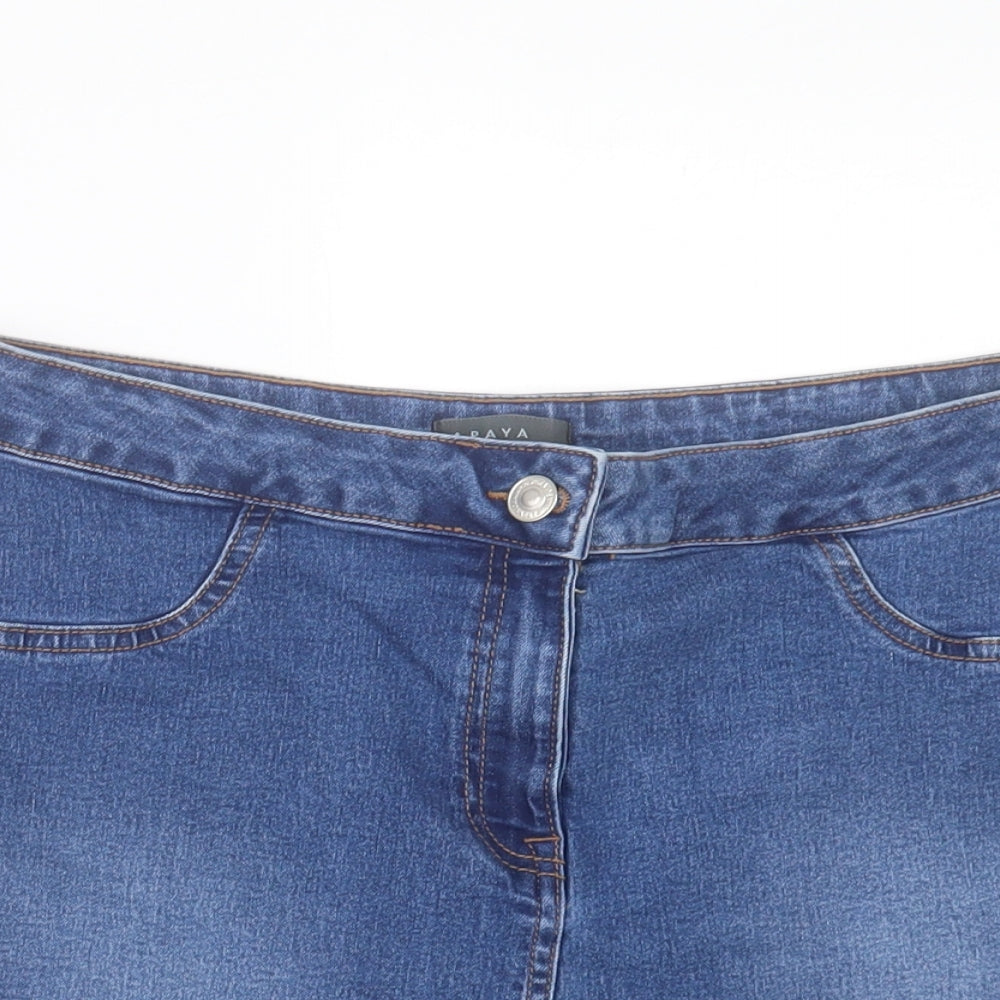 Papaya Womens Blue Cotton Boyfriend Shorts Size 14 L3 in Regular Button