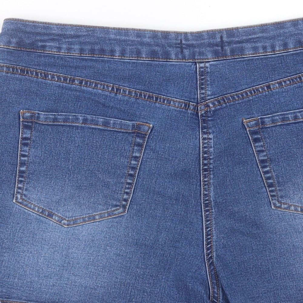 Papaya Womens Blue Cotton Boyfriend Shorts Size 14 L3 in Regular Button