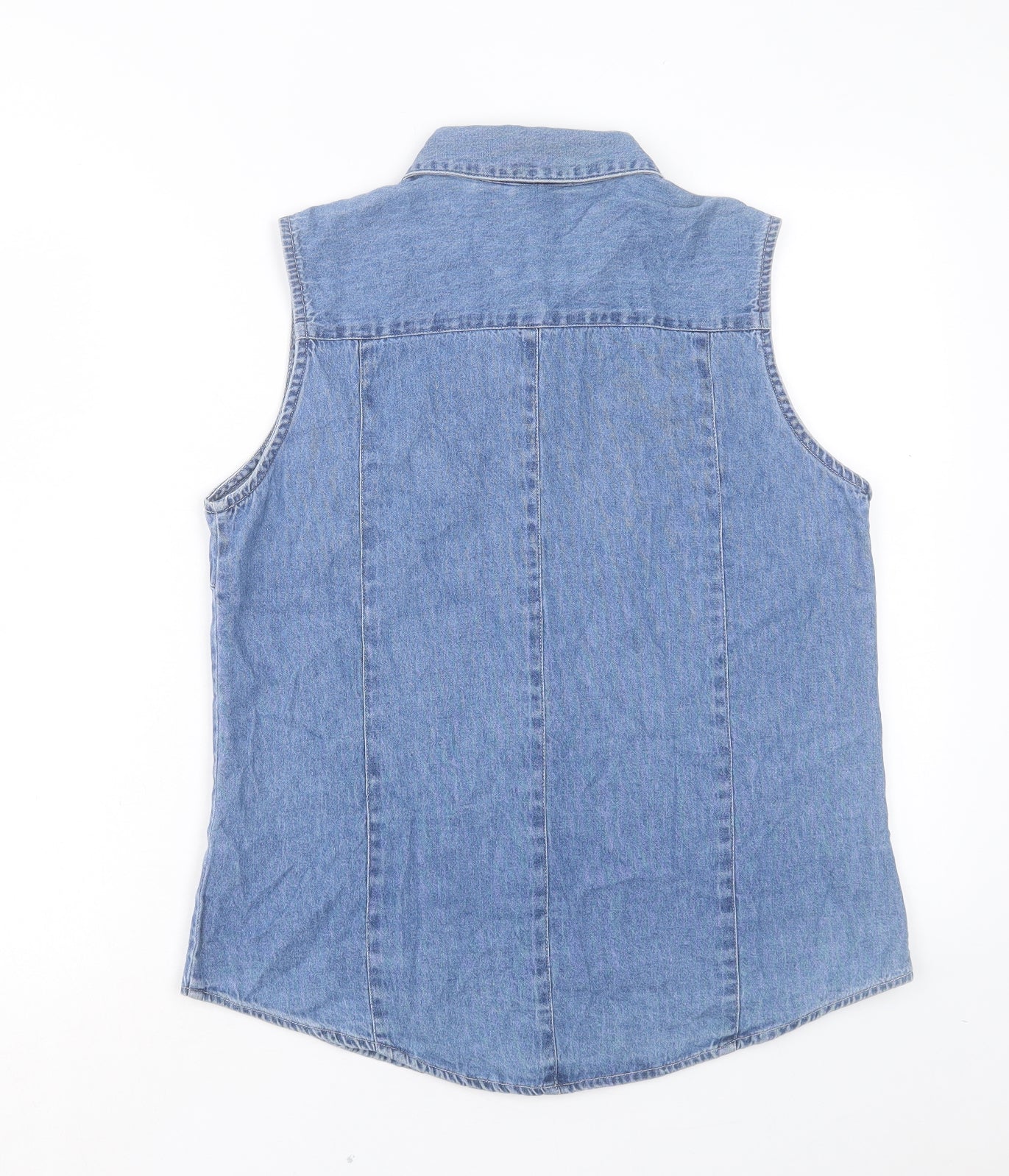 Cabin Creek Womens Blue Cotton Basic Button-Up Size M Collared