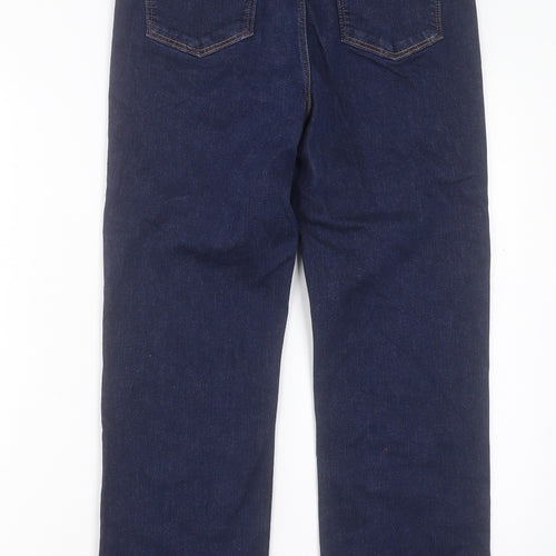 Marks and Spencer Womens Blue Cotton Straight Jeans Size 12 L26 in Regular Button