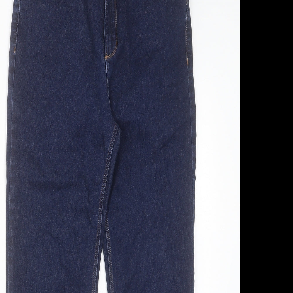 Marks and Spencer Womens Blue Cotton Straight Jeans Size 12 L26 in Regular Button