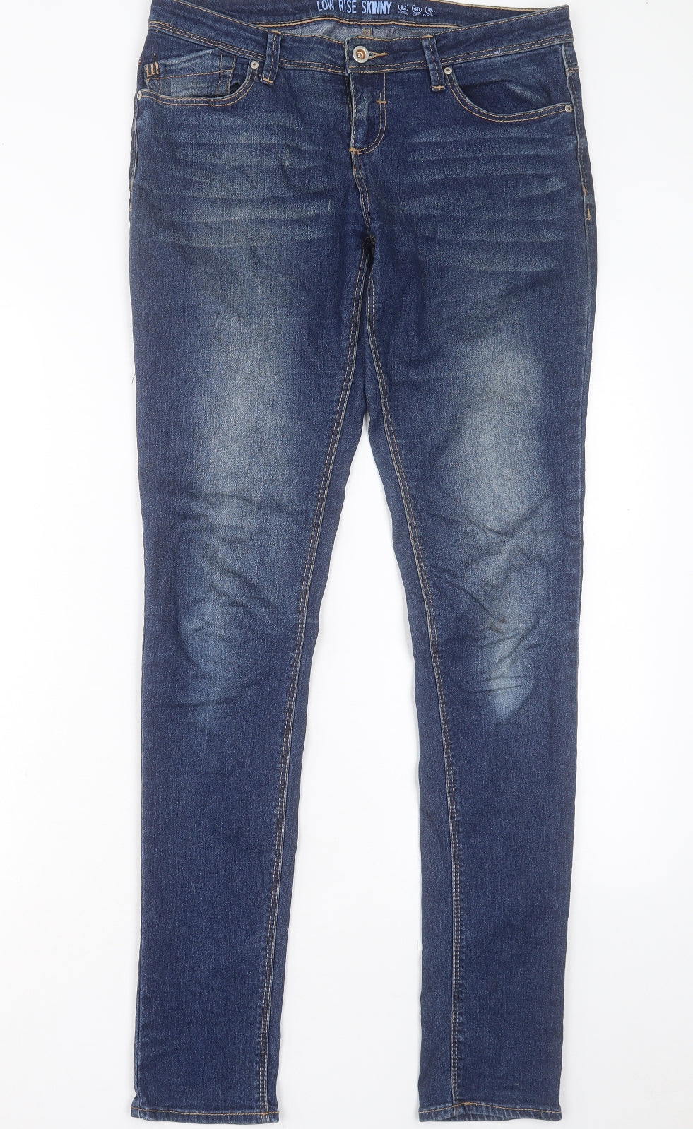 Denim & Co. Womens Blue Cotton Skinny Jeans Size 12 L34 in Regular Button