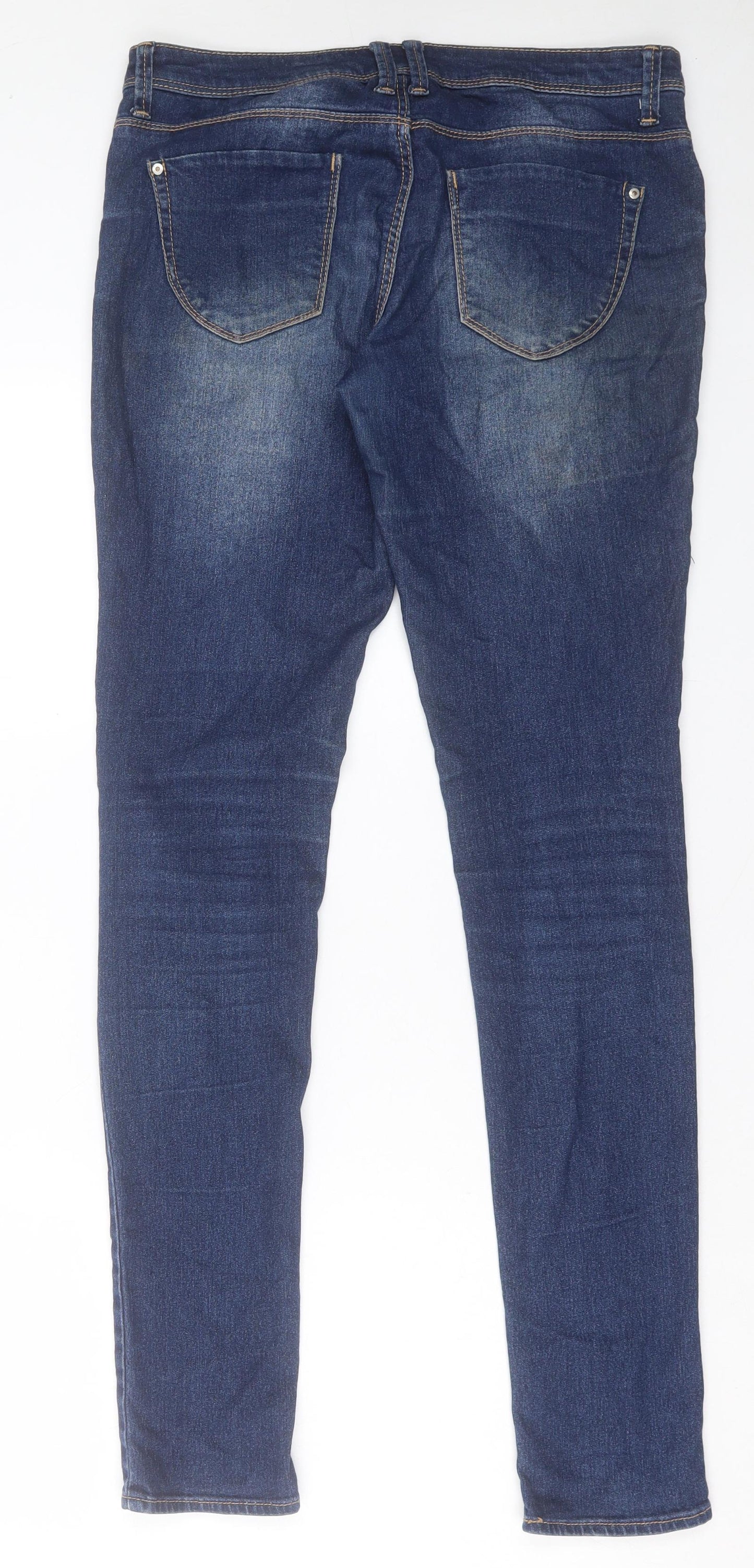 Denim & Co. Womens Blue Cotton Skinny Jeans Size 12 L34 in Regular Button