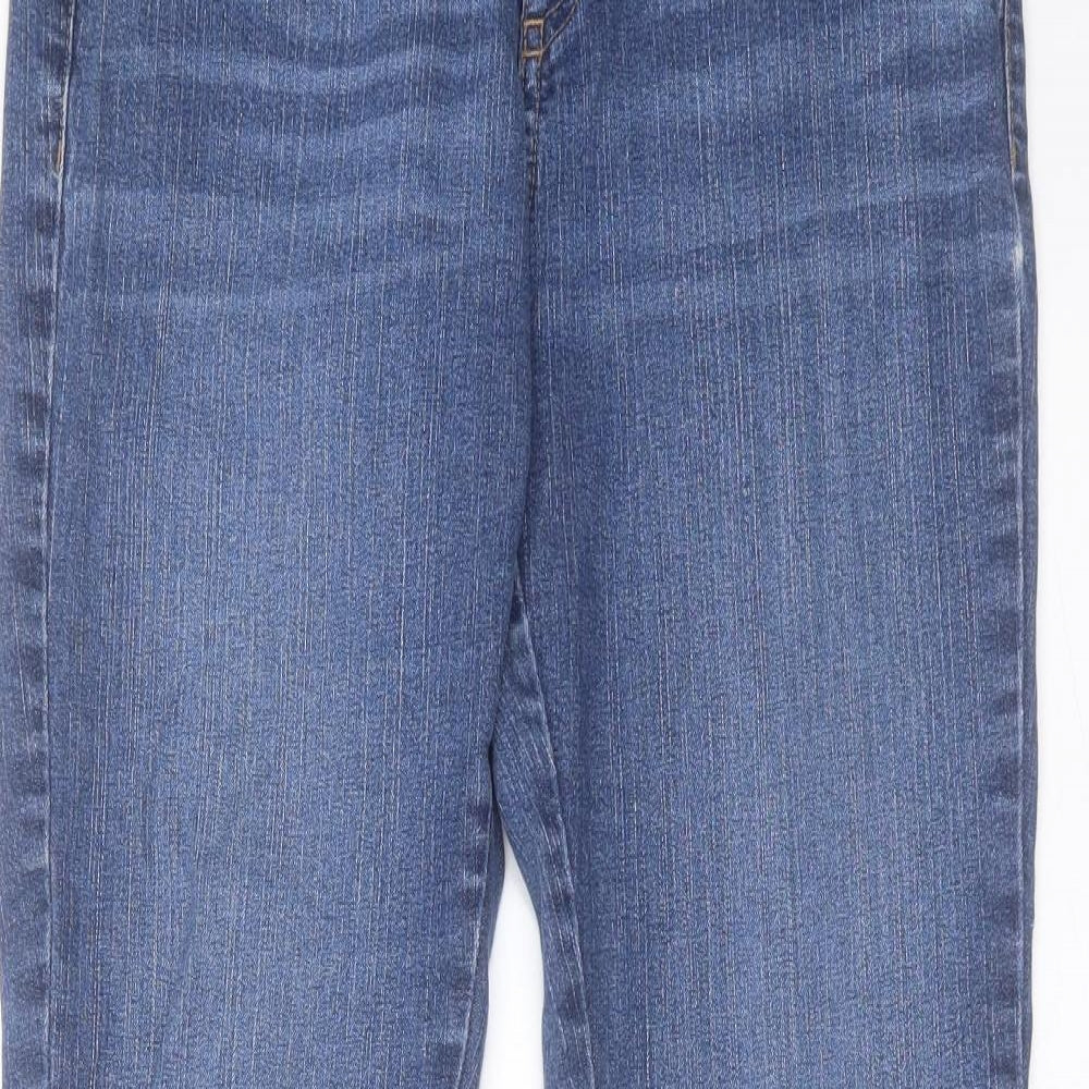Marks and Spencer Womens Blue Cotton Bootcut Jeans Size 12 L31 in Slim Button