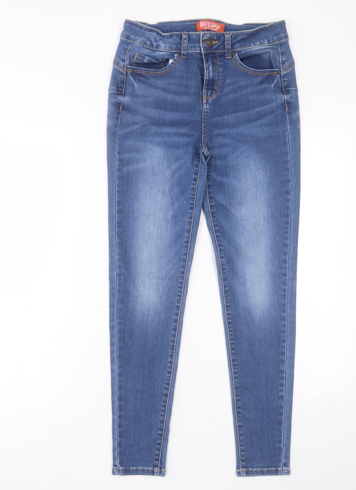 WAX JEAN Womens Blue Cotton Skinny Jeans Size M L27 in Regular Button