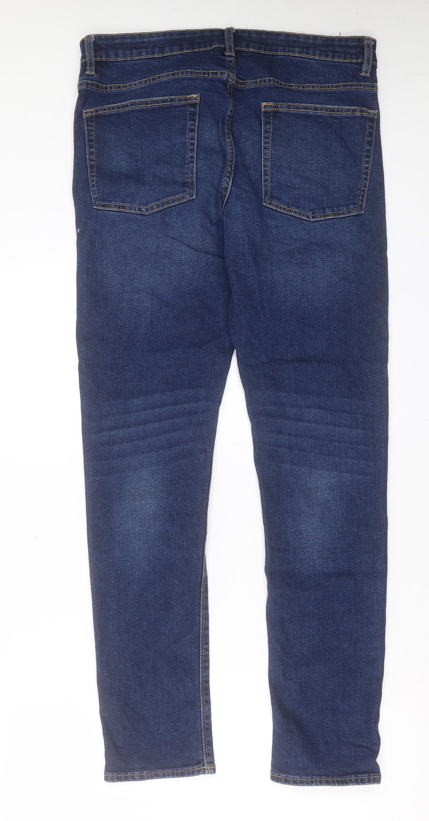Red Herring Mens Blue Cotton Skinny Jeans Size 32 in L31 in Regular Button
