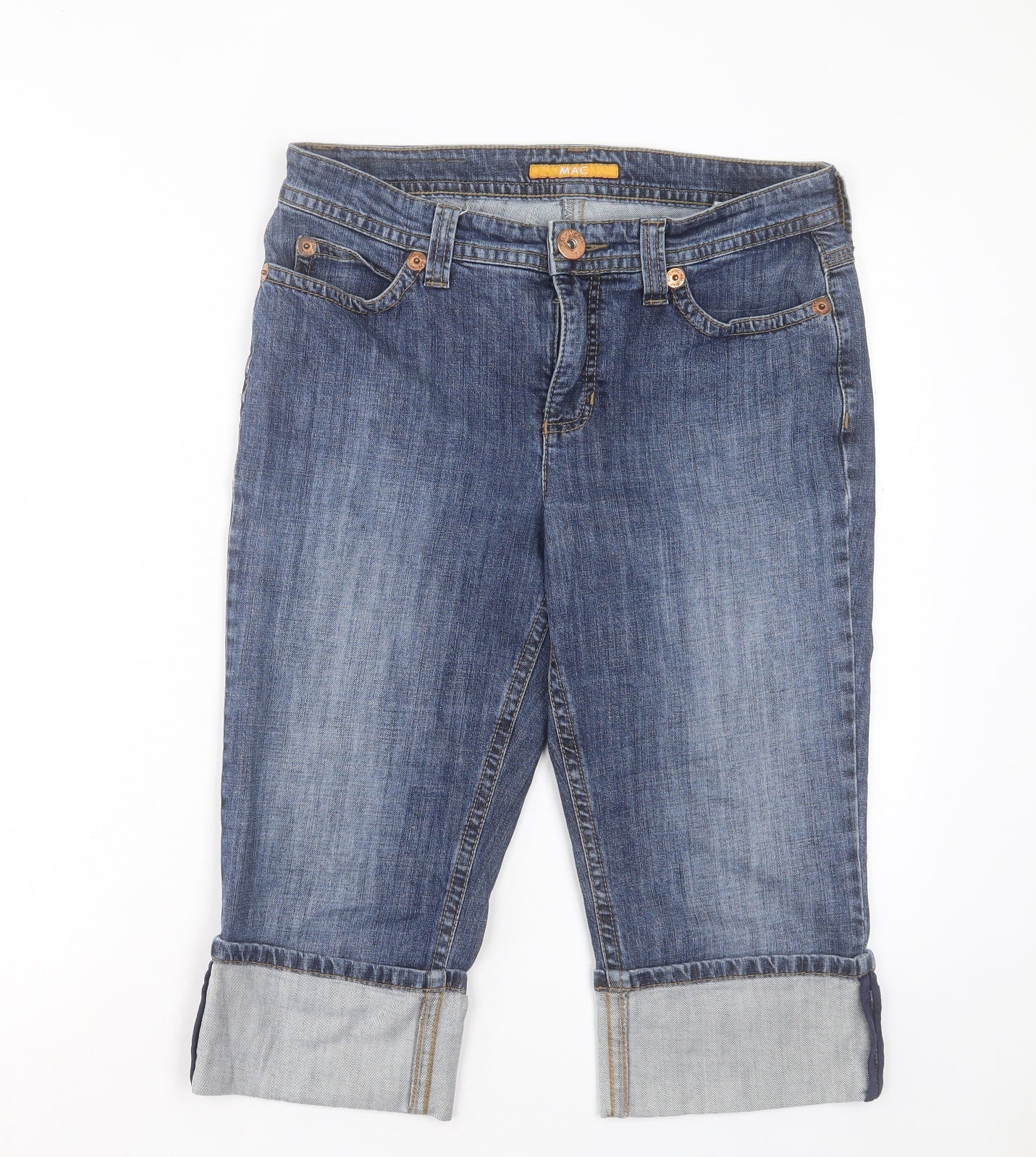 Mac Womens Blue Cotton Bermuda Shorts Size 12 L16 in Regular Button