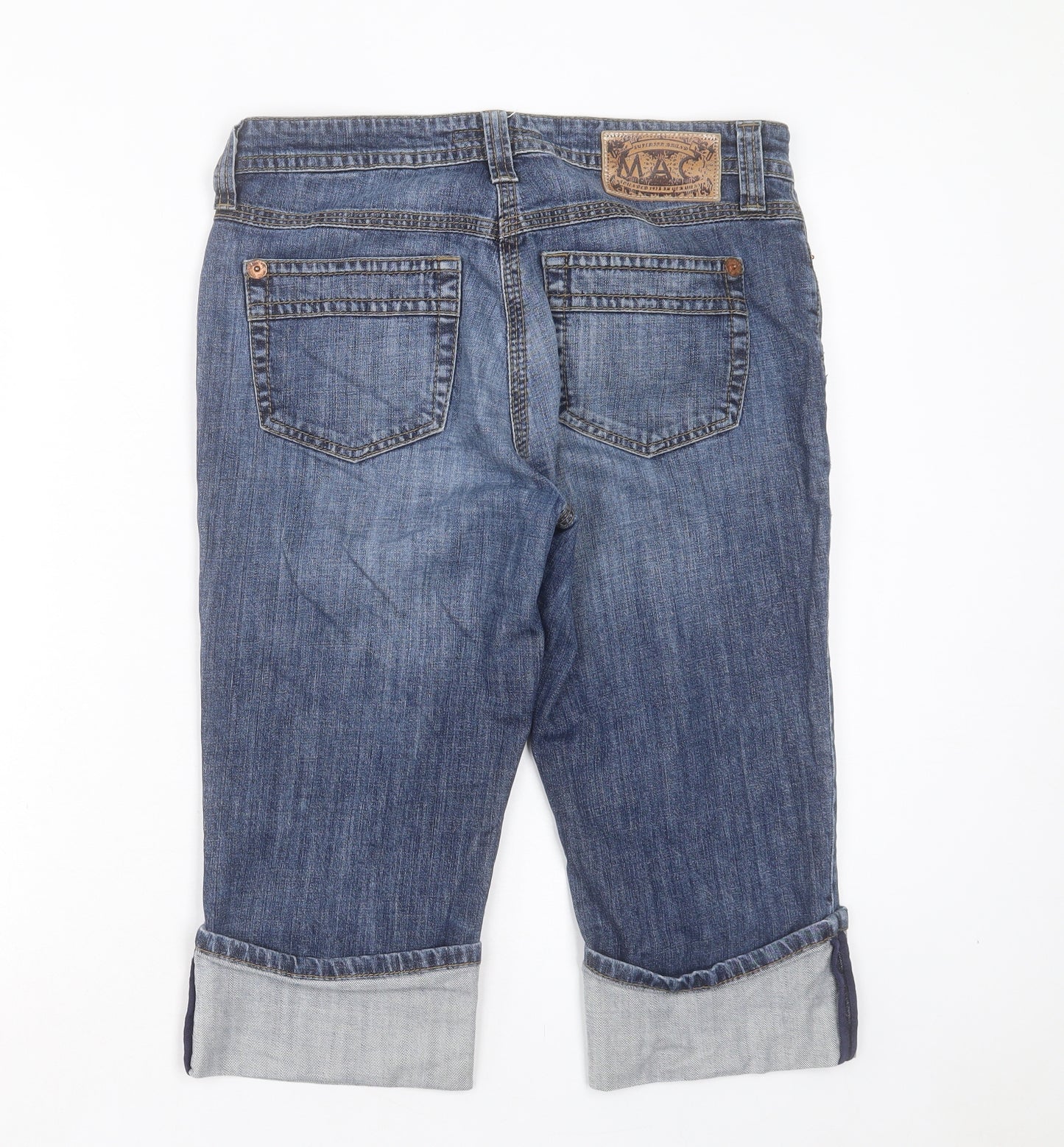 Mac Womens Blue Cotton Bermuda Shorts Size 12 L16 in Regular Button