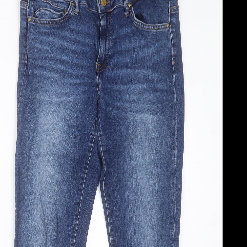 Zara Womens Blue Cotton Cropped Jeans Size 14 L26 in Regular Button