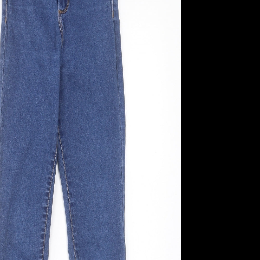 Denim & Co. Womens Blue Cotton Skinny Jeans Size 4 L25 in Regular Button