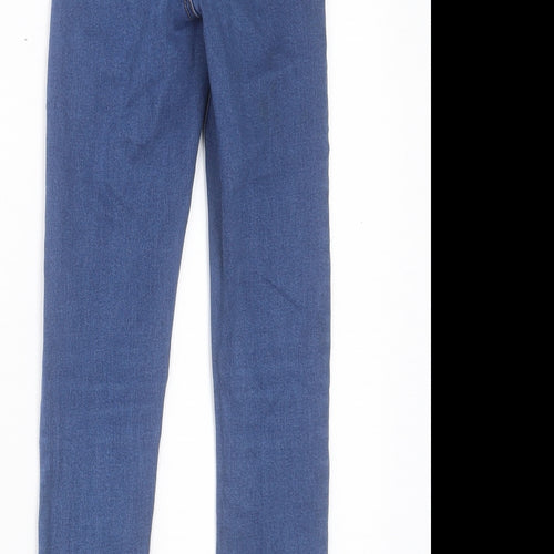 Denim & Co. Womens Blue Cotton Skinny Jeans Size 4 L25 in Regular Button