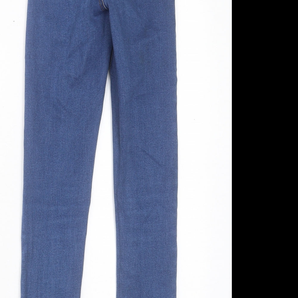 Denim & Co. Womens Blue Cotton Skinny Jeans Size 4 L25 in Regular Button