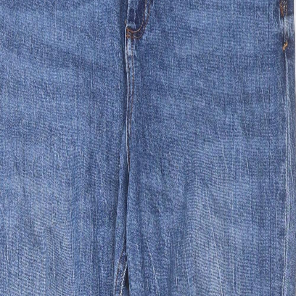 Zara Womens Blue Cotton Straight Jeans Size 12 L28 in Regular Button