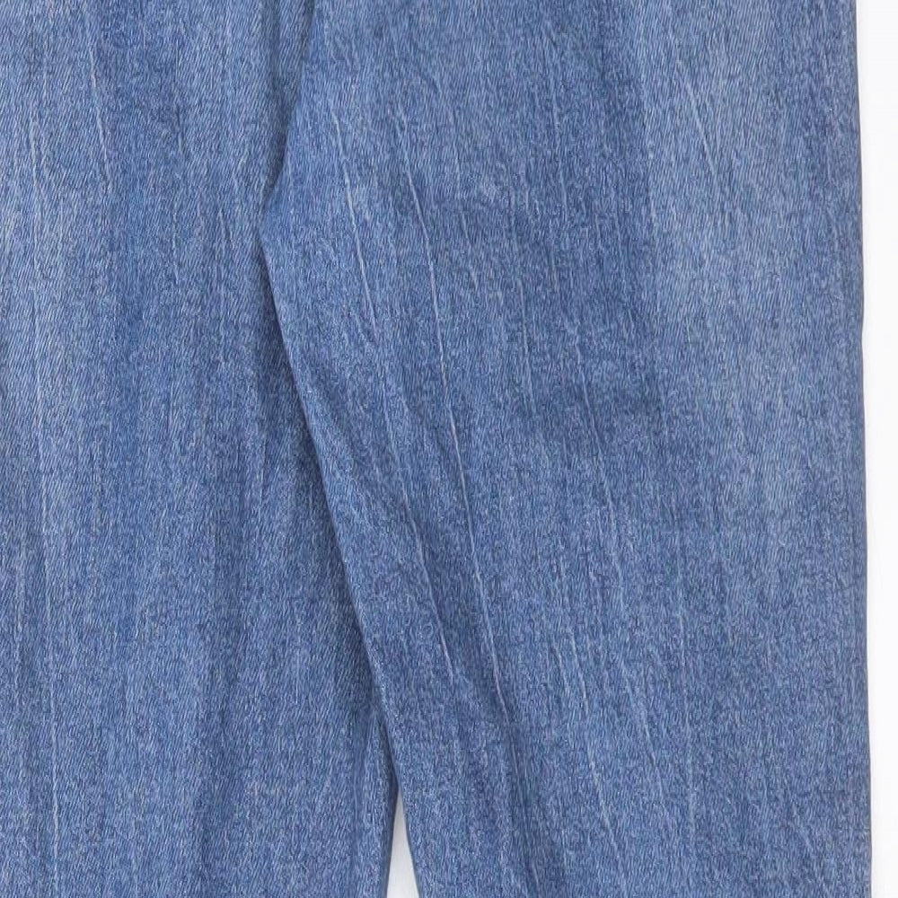 Zara Womens Blue Cotton Straight Jeans Size 12 L28 in Regular Button